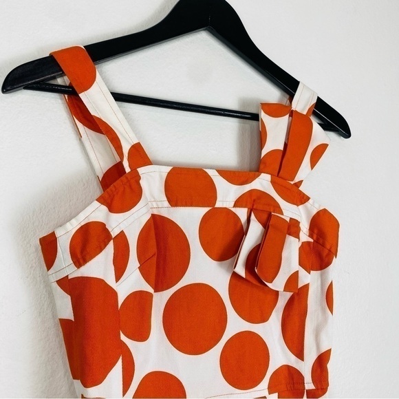 SARA CAMPBELL Ivory Orange Polka Dot Bow Shift Elegant Dress Size 2 - Picture 3 of 12